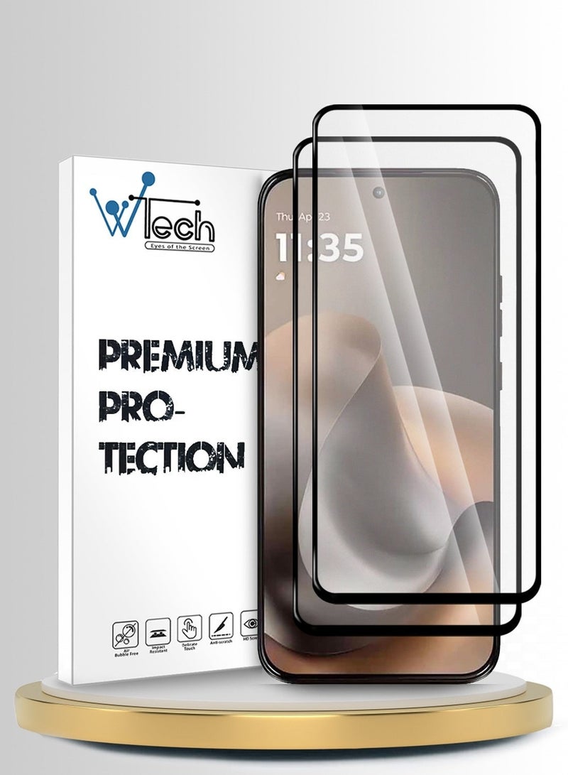 Wtech [2 PACK] Motorola Moto G77 5G 2026 Premium E2E Series 111D Full Covered HD Tempered Glass Screen Protector - Transparent - Image 1