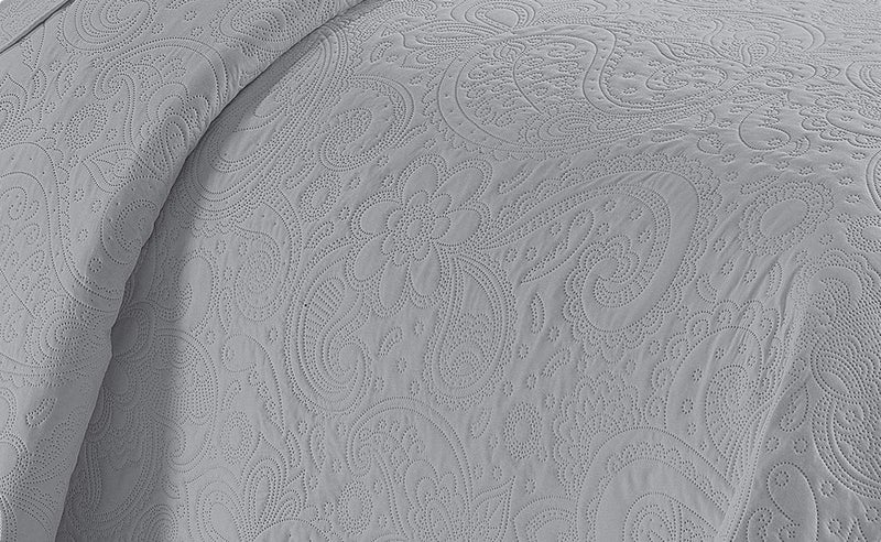 Linen Plus Embossed Coverlet Bedspread Set Oversized Solid Silver Full/Queen Bed Cover Bedding New # Dana - Image 2