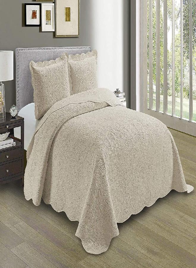 Linen Plus Embossed Coverlet Bedspread Set Oversized Solid Silver Full/Queen Bed Cover Bedding New # Dana - Image 3