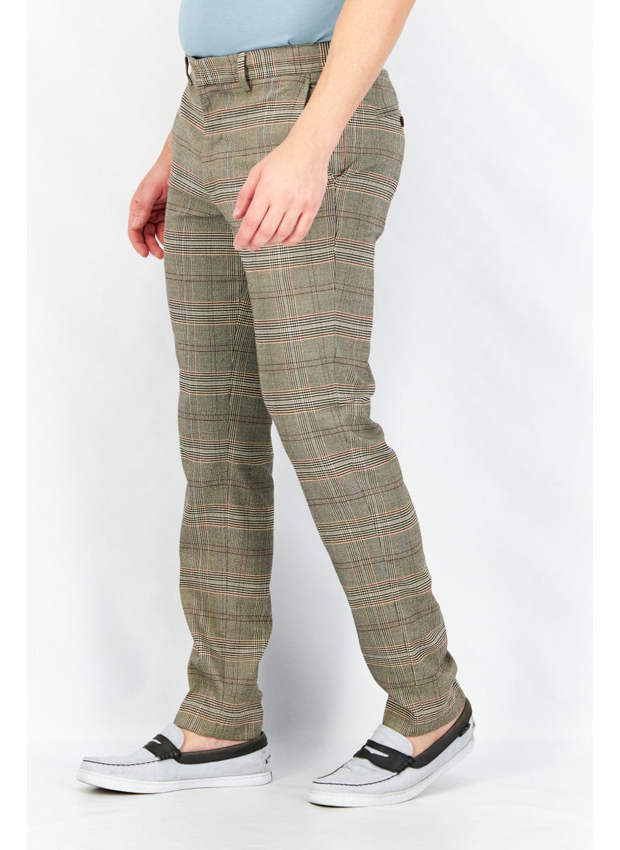 Selected Homme Men Slim Fit Plaid Chino Pants, Grey Combo  - Image 4