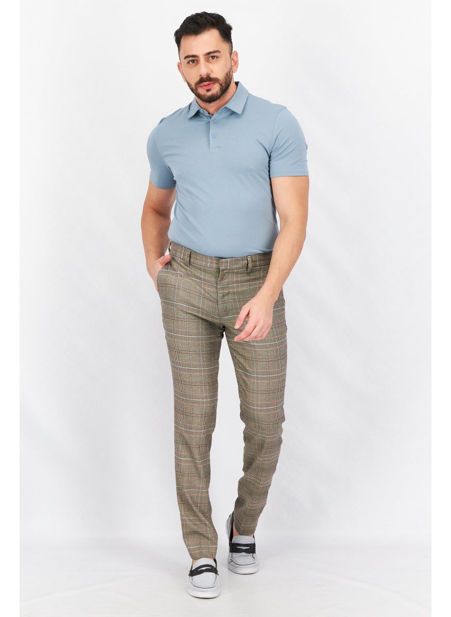 Selected Homme Men Slim Fit Plaid Chino Pants, Grey Combo  - Image 2