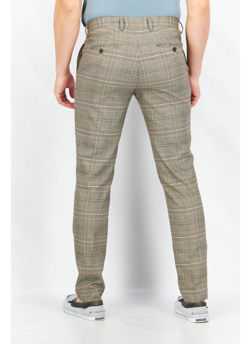 Selected Homme Men Slim Fit Plaid Chino Pants, Grey Combo  - Image 3