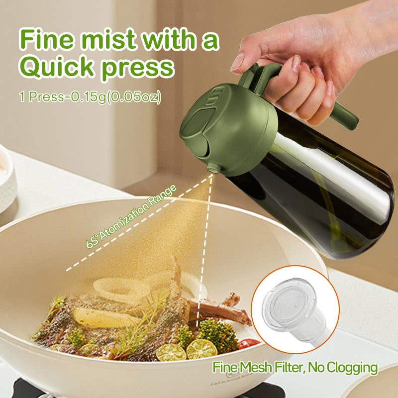 ‎YARRAMATE YARRAMATE 16oz/470ml Dark Green Oil Sprayer for Cooking with Stickers, Food-grade Premium 2 in 1 Olive Oil Dispenser Bottle for Kitchen Gadgets, Air Fryer, Salad, Frying, BBQ (OliveGreen) - Image 4