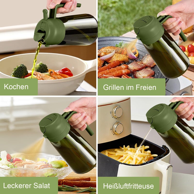 ‎YARRAMATE YARRAMATE 16oz/470ml Dark Green Oil Sprayer for Cooking with Stickers, Food-grade Premium 2 in 1 Olive Oil Dispenser Bottle for Kitchen Gadgets, Air Fryer, Salad, Frying, BBQ (OliveGreen) - Image 5
