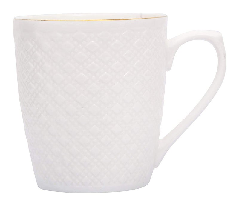 E - Ezra E Ezra Indian Ceramic Flora Series Cup Set for Tea and Coffee White Pack of 6 - Image 4
