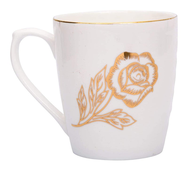 E - Ezra E Ezra Indian Ceramic Flora Series Cup Set for Tea and Coffee White Pack of 6 - Image 3
