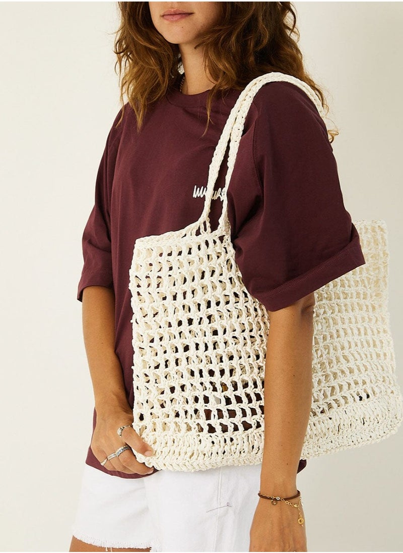In Your Shoe White Net Tote Bag 