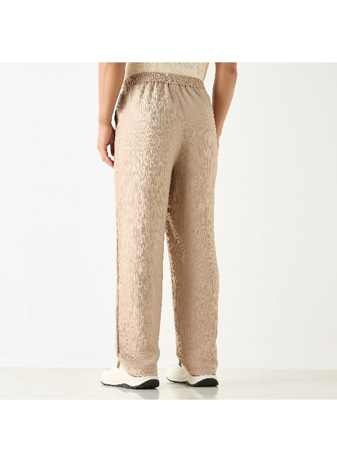 Iconic Iconic Textured Relaxed Fit Pants with Flexi Waist and Pockets  - Image 1