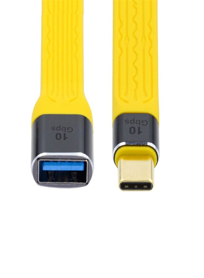 cablecc Yellow Type C Male USB 3.1 Host to USB3.0 Type A Female OTG Flat Slim FPC Data Cable for Laptop & Phone - Image 1