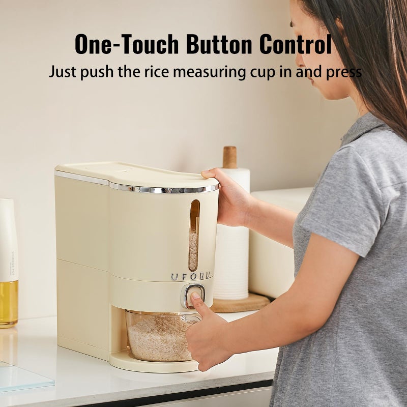 UFORU Rice Dispenser, Rice Storage Container with Measuring Cup for Kitchen Pantry Household, Dry Food Storage Containers Airtight, Sealed Moisture Proof, 11 Lbs - Image 5