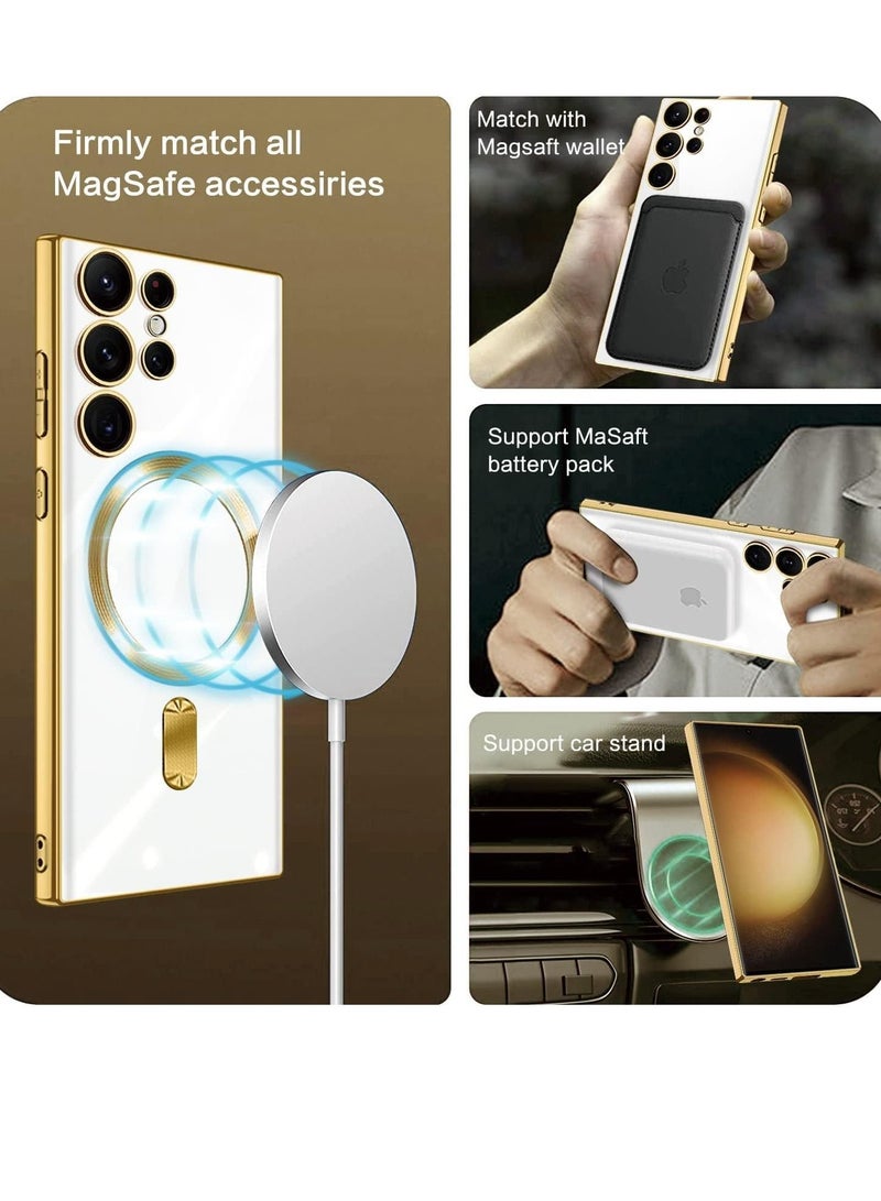 Magnetic Clear Case for Samsung Galaxy S23 Ultra with Camera Lens Protector Magsafe Compatible Electroplated Soft TPU Shockproof Anti-Scratch Phone Case - Image 4