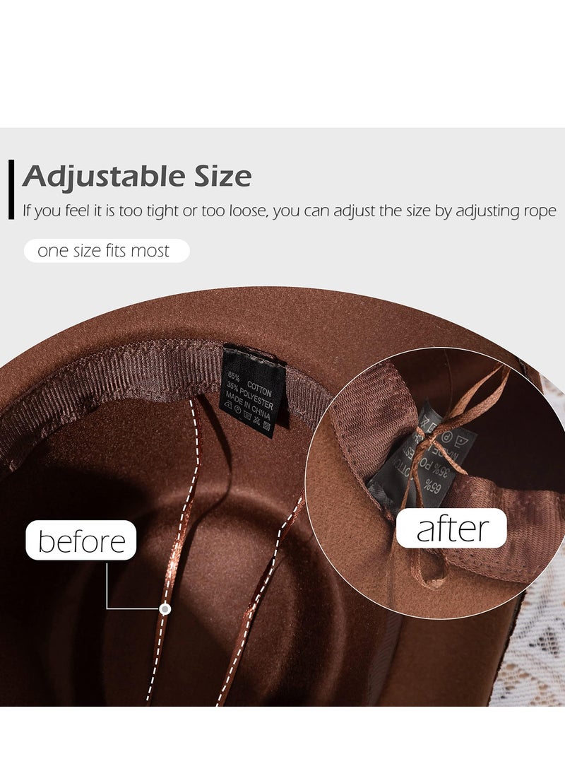 SOLARAE Classic Cowboy Hat Western Felt Wide Brim Women Men Fedora Hats Beach Sun for Wide Cowgirl Summer - Image 2