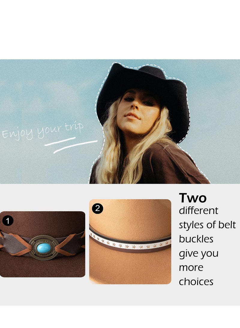 SOLARAE Classic Cowboy Hat Western Felt Wide Brim Women Men Fedora Hats Beach Sun for Wide Cowgirl Summer - Image 5