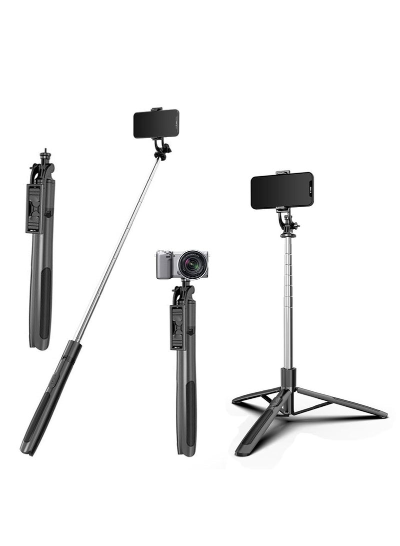 Selfie Stick Tripod with Remote 62inch Extendable Mobile Selfie Stick With tripod Stand For Camera Portable Tripod For Android Phone Selfie Vlogging Video Recording Live Streaming - Image 1