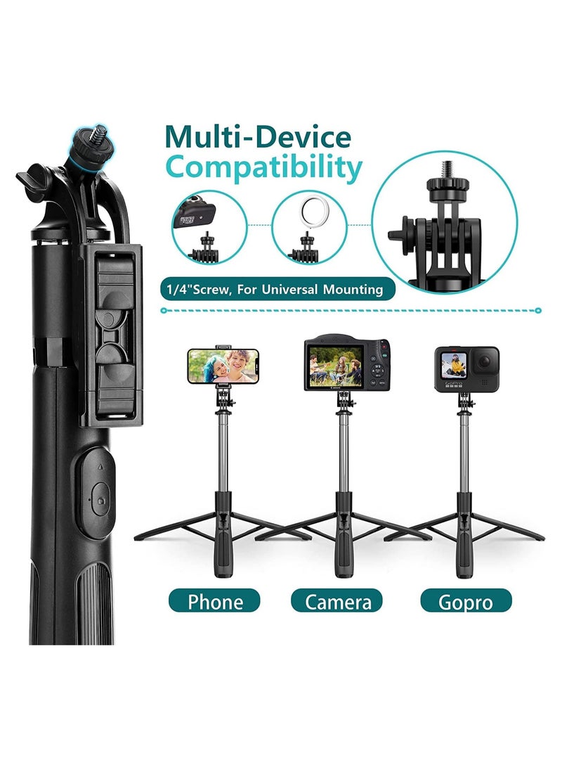 Selfie Stick Tripod with Remote 62inch Extendable Mobile Selfie Stick With tripod Stand For Camera Portable Tripod For Android Phone Selfie Vlogging Video Recording Live Streaming - Image 3