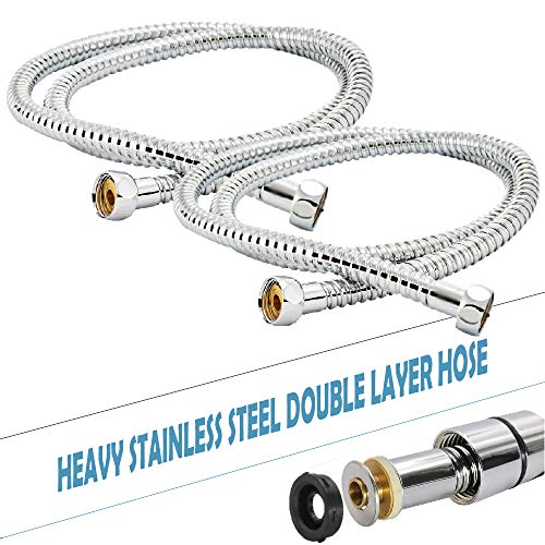 Mawson 1.5 Meter Flexible 304 Grade Stainless Steel Shower Tube Chrome Finish (Pack of 2) - Image 1