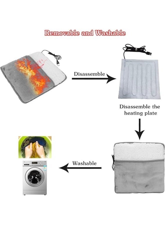 مدفأة قدم كهربائية تعمل بمنفذ USB، وسادة تدفئة شتوية دافئة للقدمين، وسادة كهربائية مريحة للقدمين، قابلة للغسل، مصنوعة من الصوف الناعم، مناسبة للرجال والنساء - Image 4