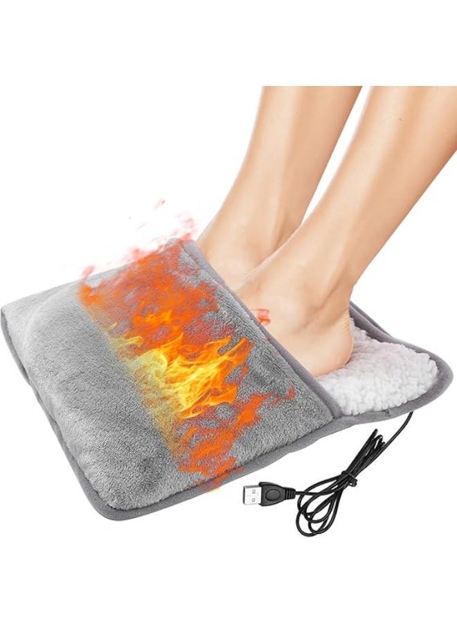 مدفأة قدم كهربائية تعمل بمنفذ USB، وسادة تدفئة شتوية دافئة للقدمين، وسادة كهربائية مريحة للقدمين، قابلة للغسل، مصنوعة من الصوف الناعم، مناسبة للرجال والنساء - Image 1