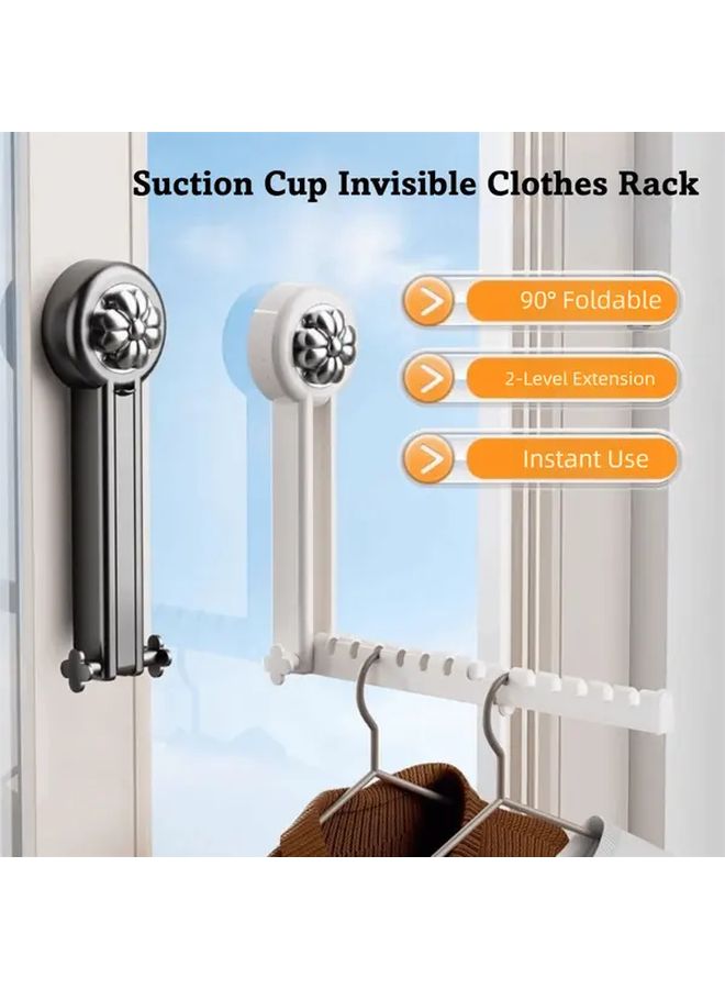 Grey Portable Foldable Clothes Drying Rack Over The Door No Drill Installation Space Saving Hanging Hooks - Image 1