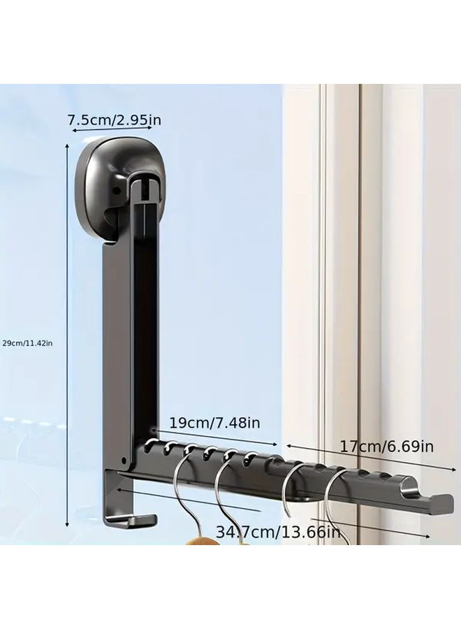 Grey Portable Foldable Clothes Drying Rack Over The Door No Drill Installation Space Saving Hanging Hooks - Image 2