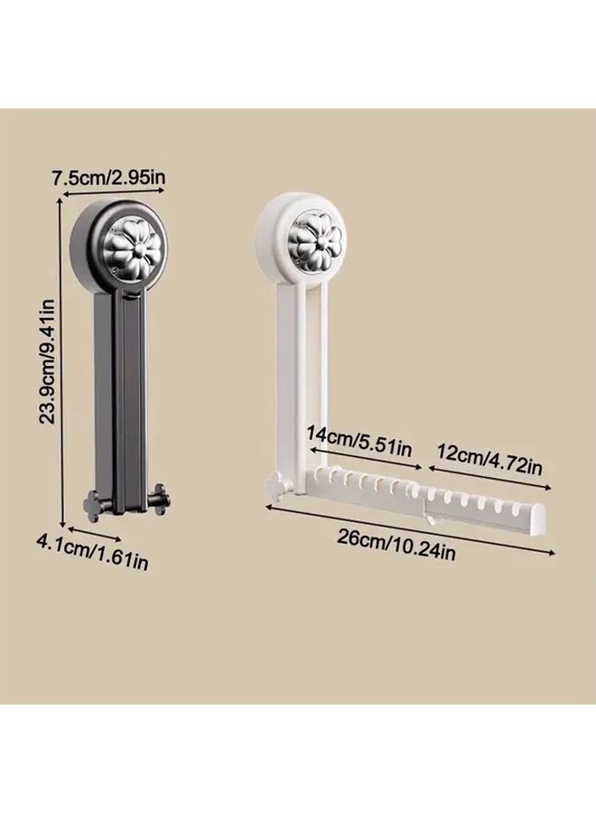Grey Portable Foldable Clothes Drying Rack Over The Door No Drill Installation Space Saving Hanging Hooks - Image 3