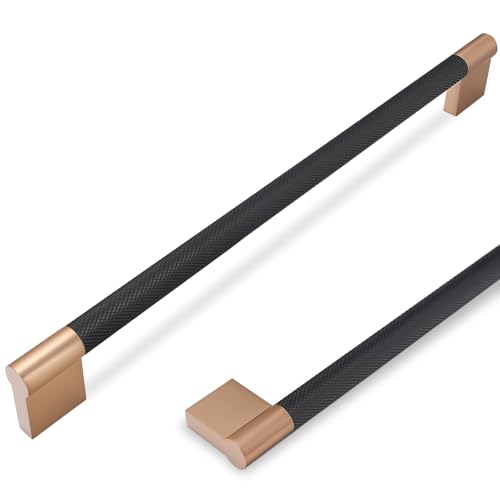 POVEFONK 6 Pack 1258 Inch Black and Champagne Copper Cabinet Handles Knurled Pulls for Kitchen Drawers and Cabinets Hardware - Image 1