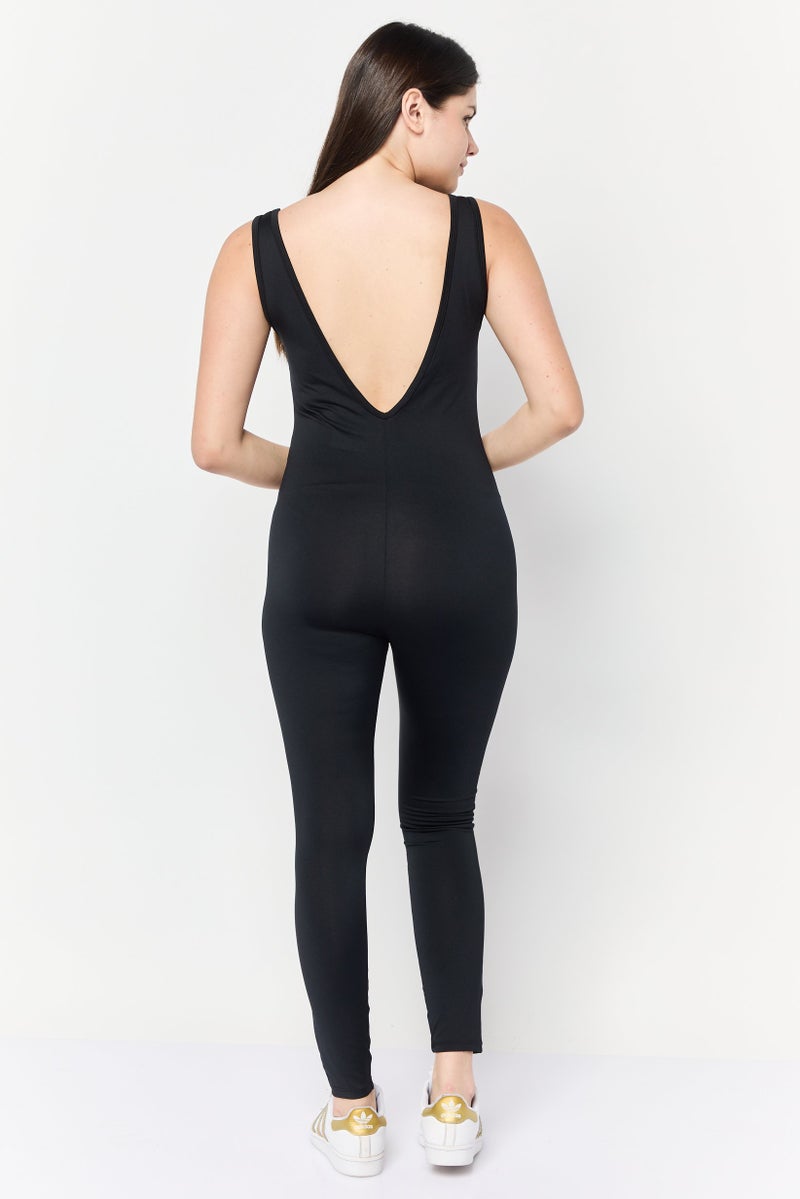 Women Sportswear Fit Sleeveless Training Jumpsuit, Black