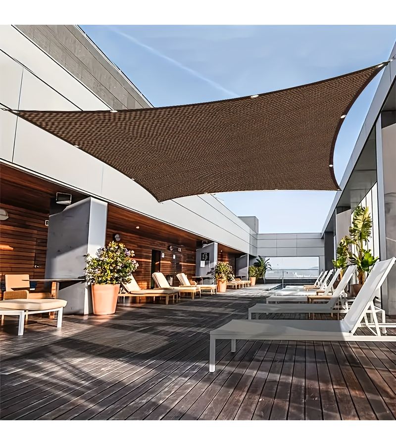 Brown High Density Polyethylene Hdpe Shade Cloth 157.48x157.48 Inch 81 90 Percent UV Block Canopy Cover For Gazebos Terraces Garden Canopies Balconies Decks Semi Design Brown Tones Compatible With Clear Panels Durable Easy Installation - Image 1