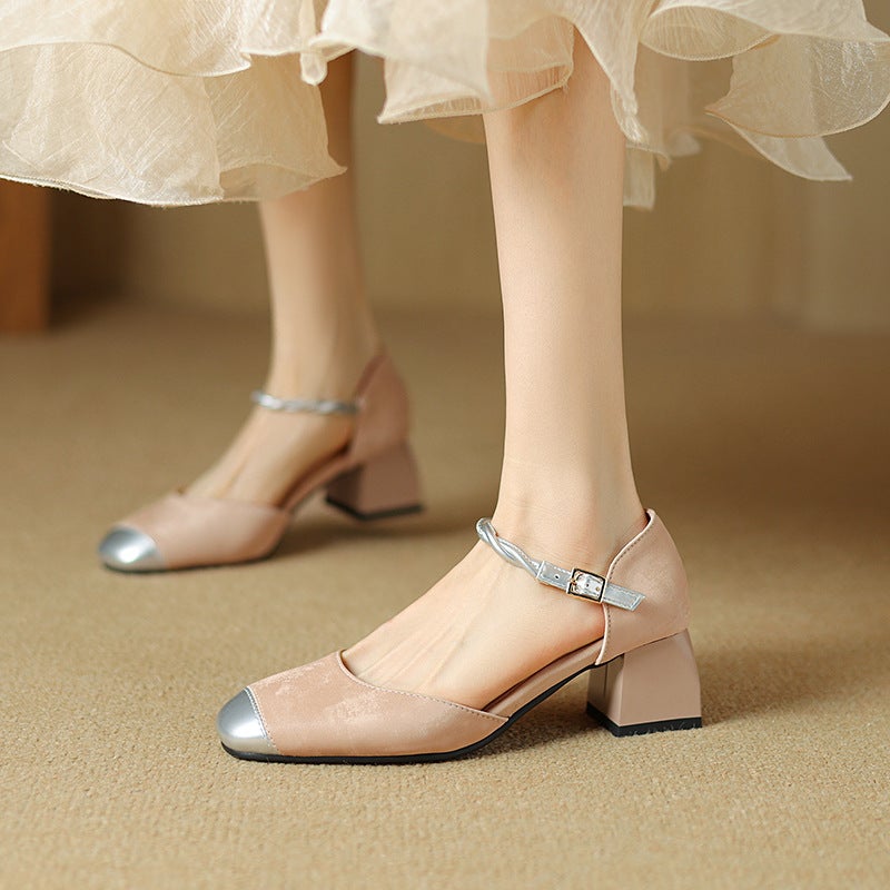 Source 2024 Summer Fashion Mid-Heel Splicing 31-43 Size Size Suede Women'S Hollow Sandals With Buckle - Image 4
