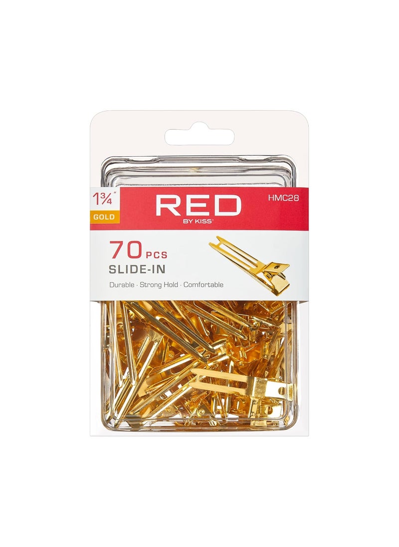Red by Kiss - Red by Kiss Gold Metal Hair Clips Durable Sturdy Hold for Long Lasting Styling  Curl Setting RustFree Hair Pins for Thick  Thin Hair 70 SlideIn - Image 1