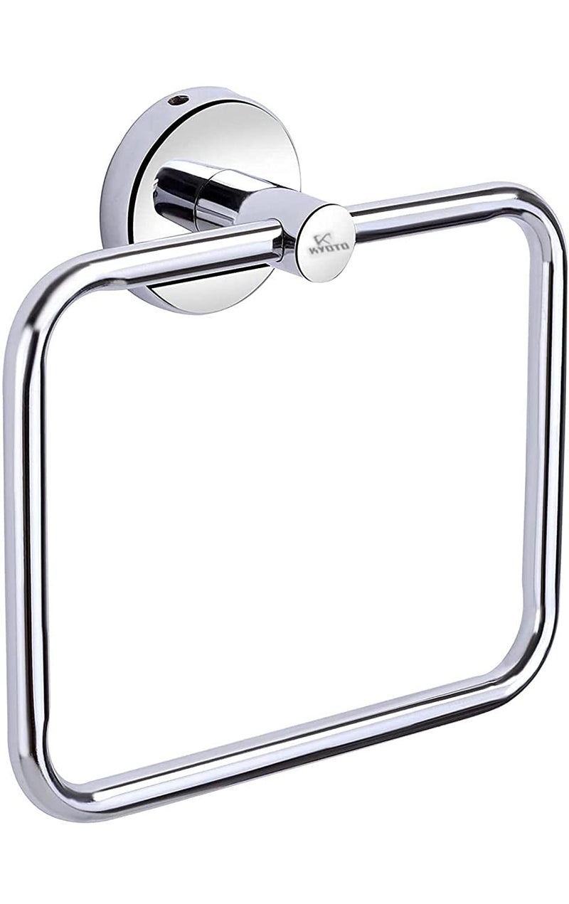 Kyoto KYOTO Towel Ring Square Stainless Steel Chrome Finished Wall Hanging Round RingTowel RingNapkin HolderTowel Hanger for Kitchen Wash Area Bathroom Accessories Pack of 1  - Image 1