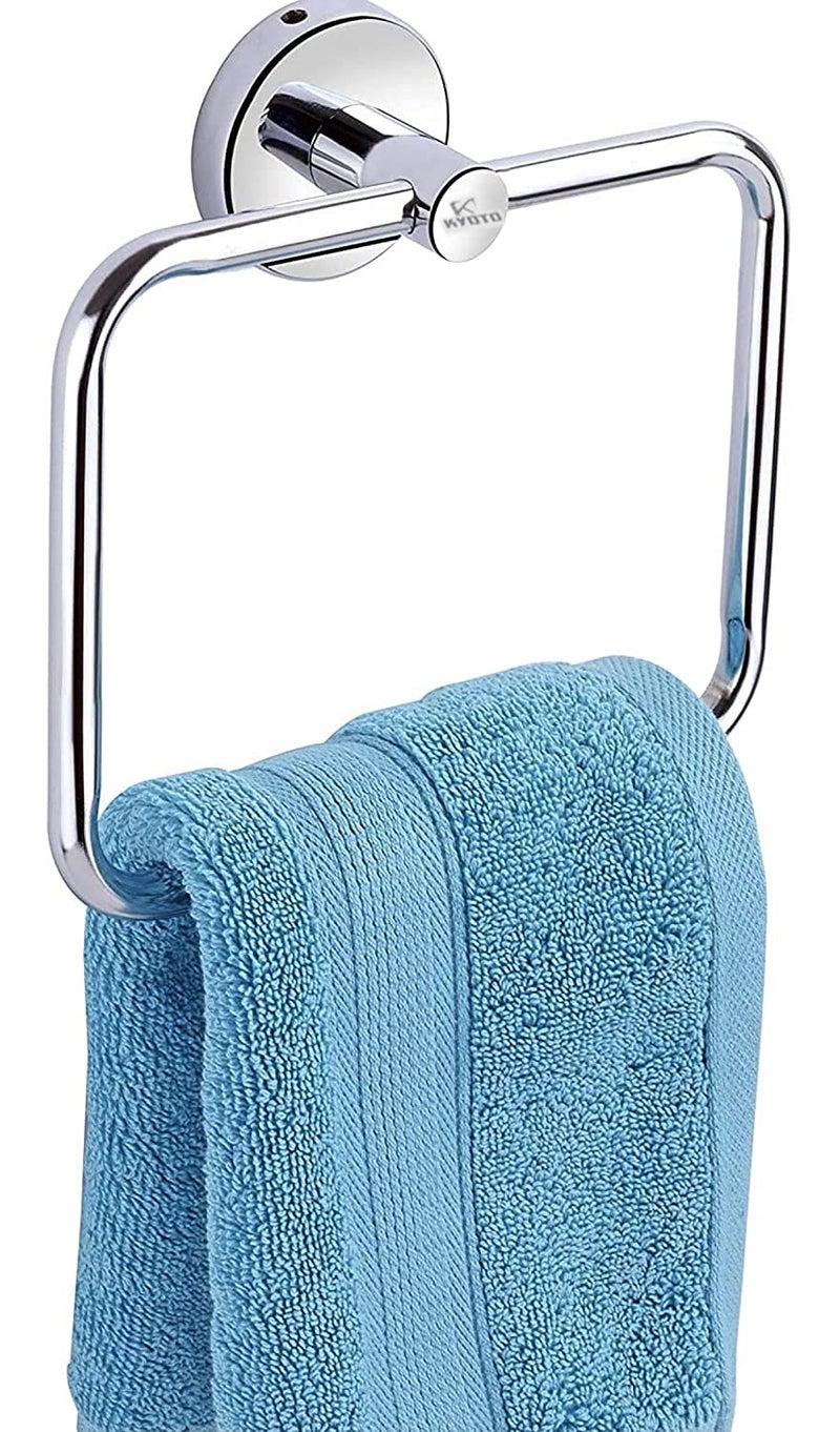 Kyoto KYOTO Towel Ring Square Stainless Steel Chrome Finished Wall Hanging Round RingTowel RingNapkin HolderTowel Hanger for Kitchen Wash Area Bathroom Accessories Pack of 1  - Image 2