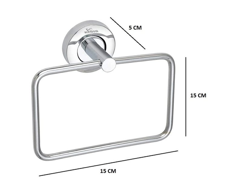 Kyoto KYOTO Towel Ring Square Stainless Steel Chrome Finished Wall Hanging Round RingTowel RingNapkin HolderTowel Hanger for Kitchen Wash Area Bathroom Accessories Pack of 1  - Image 4