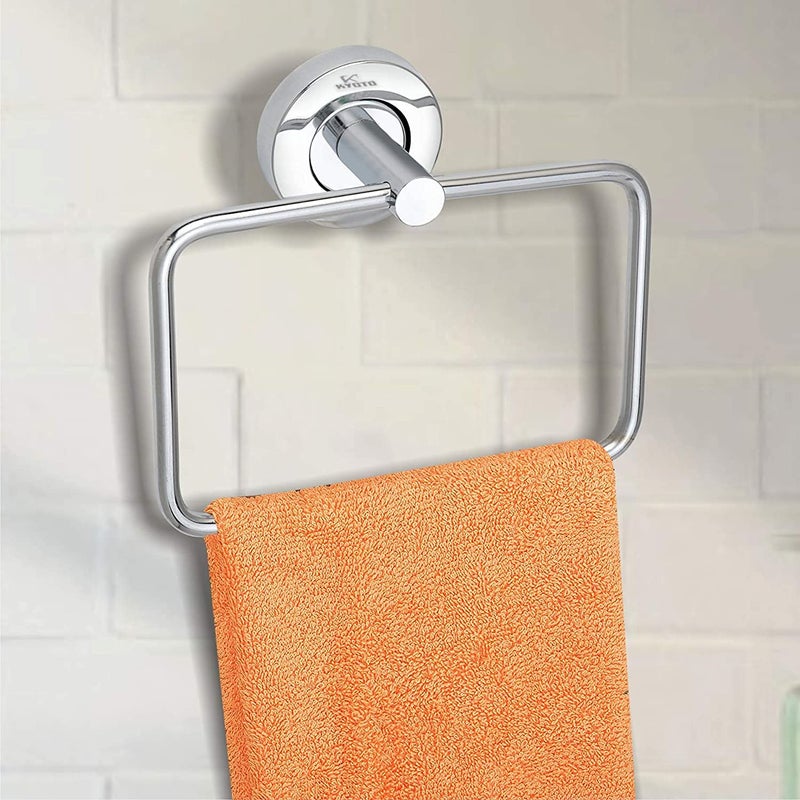 Kyoto KYOTO Towel Ring Square Stainless Steel Chrome Finished Wall Hanging Round RingTowel RingNapkin HolderTowel Hanger for Kitchen Wash Area Bathroom Accessories Pack of 1  - Image 5