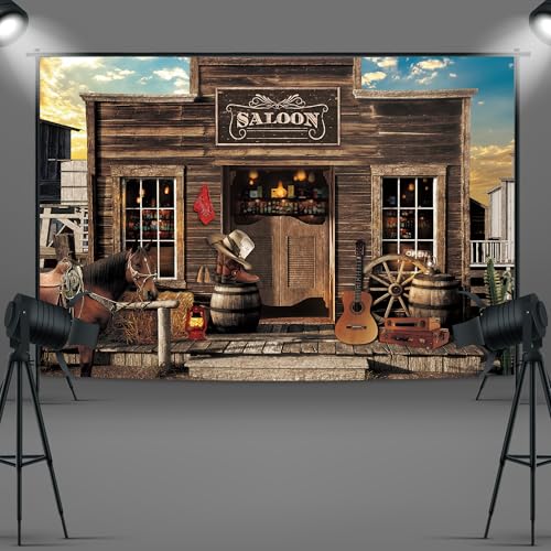 Imirell Western Saloon Cowboy Backdrop 7Wx5H Feet Country Vintage Bar Wild West Ranch Texas Vaque Horse Barn Door Cowgirl Baby Shower Birthday Photography Background Photo Shoot Decor Props Decoration - Image 4