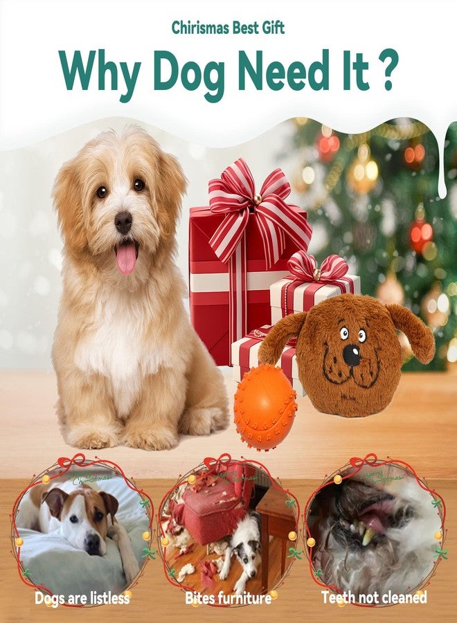 Billionchains Squeaky Dog Toys for Small and Medium Breeds, 2-in-1 Puppy Interactive Toys Dog Plush Toy with Squeaky Ball for Halloween Xmas, Brown - Image 3