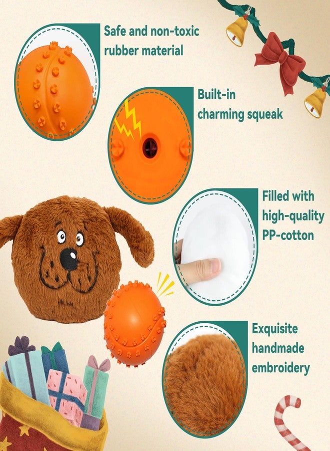 Billionchains Squeaky Dog Toys for Small and Medium Breeds, 2-in-1 Puppy Interactive Toys Dog Plush Toy with Squeaky Ball for Halloween Xmas, Brown - Image 4