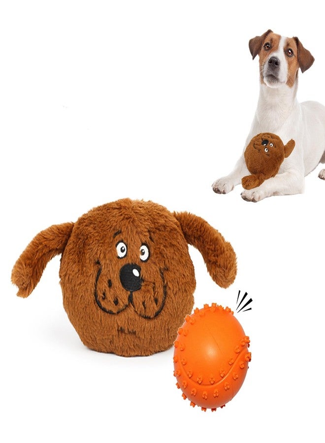 Billionchains Squeaky Dog Toys for Small and Medium Breeds, 2-in-1 Puppy Interactive Toys Dog Plush Toy with Squeaky Ball for Halloween Xmas, Brown - Image 1