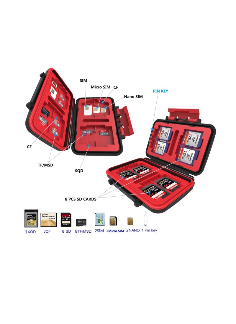 LENSGO - LXH Memory Card Case, Portable Holder SD SDHC SDXC CF MSD XQD TF Micro SD SIM Micro SIM Nano SIM Card Durable Waterproof - Image 1