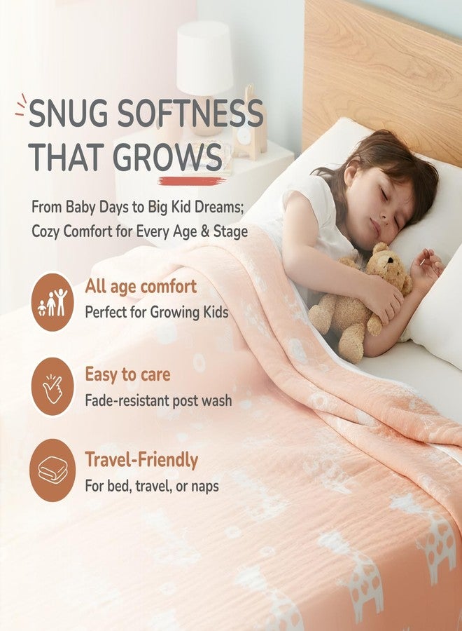 TIDY SLEEP بطانية أطفال مصبوغة بخيوط من تيدي سليب (140 × 100 سم) | تصميم فائق النعومة ومريح بأربع طبقات للأطفال الرضع والأطفال الصغار حتى عمر سنتين إلى 6 سنوات | بطانية خفيفة الوزن وجيدة التهوية مناسبة لجميع الفصول (لون زرافة الخوخ) - Image 4