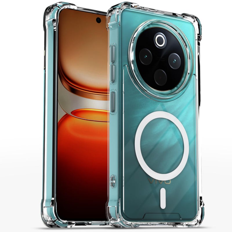 Pikkme غطاء خلفي لهاتف Vivo T4 5G / iQoo Z10 5G مع خاصية Mag-Safe مقاوم للصدمات من PC + TPU مع دعم مغناطيسي - Image 1