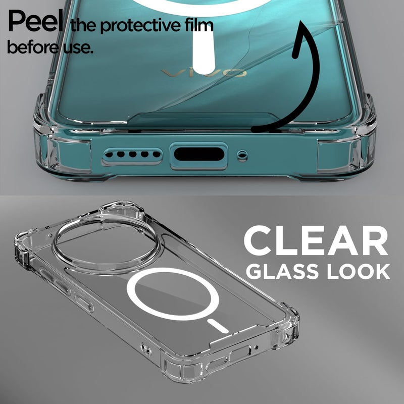 Pikkme غطاء خلفي لهاتف Vivo T4 5G / iQoo Z10 5G مع خاصية Mag-Safe مقاوم للصدمات من PC + TPU مع دعم مغناطيسي - Image 3