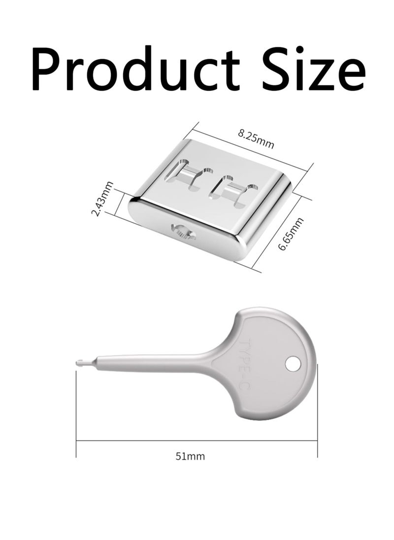 SYOSI 10 Pcs Stainless Steel USB Type-C Port Lock with Metal Key, Dust Cover Female Plug Protector, Compatible with USB C Ports  - Image 3
