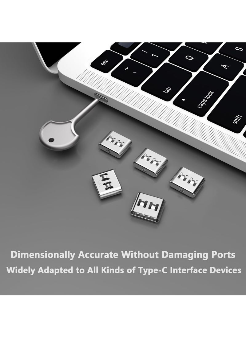 SYOSI 10 Pcs Stainless Steel USB Type-C Port Lock with Metal Key, Dust Cover Female Plug Protector, Compatible with USB C Ports  - Image 5