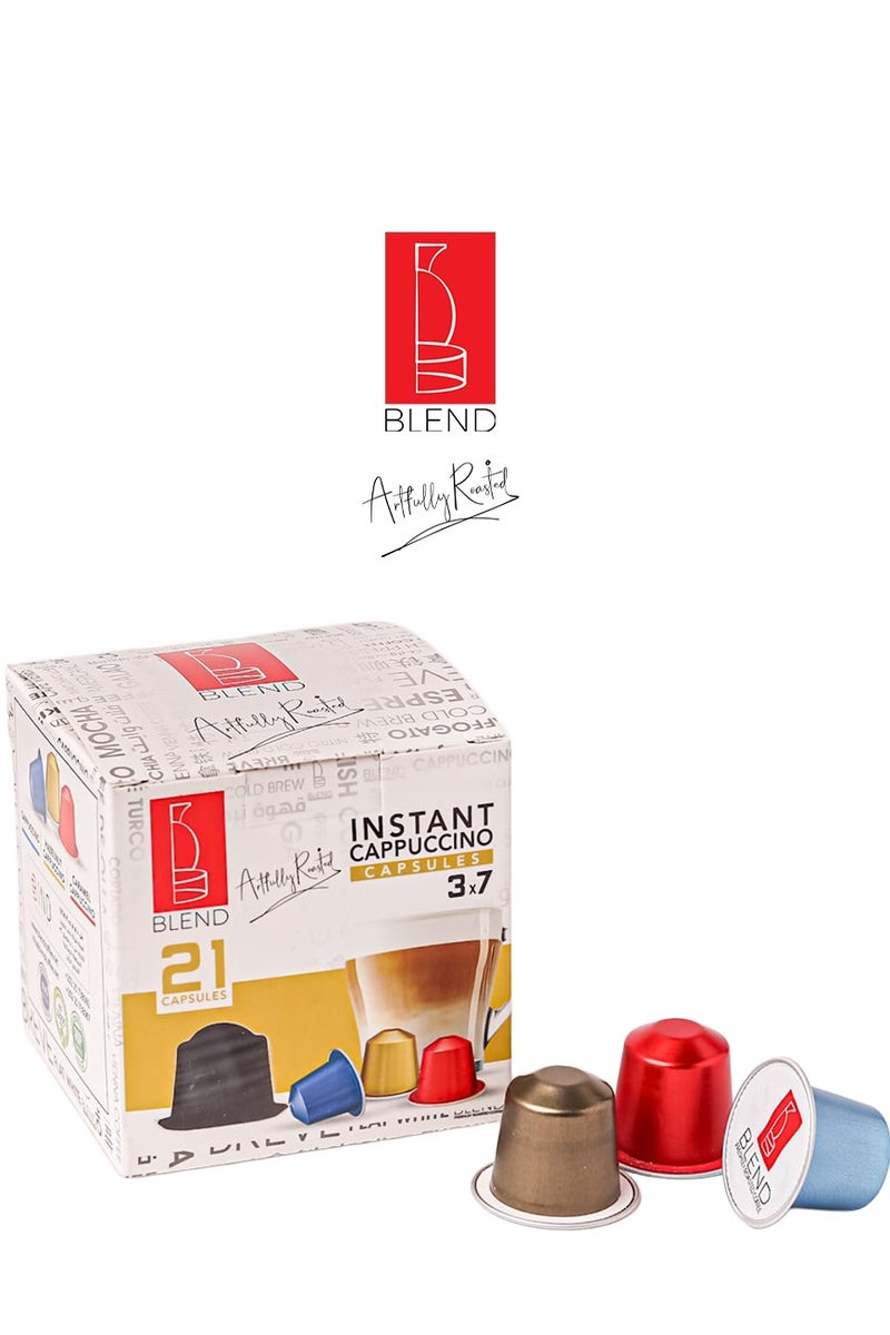 Blend Coffee Blend Instant Cappuccino Capsules – 21 Capsules (3×7)