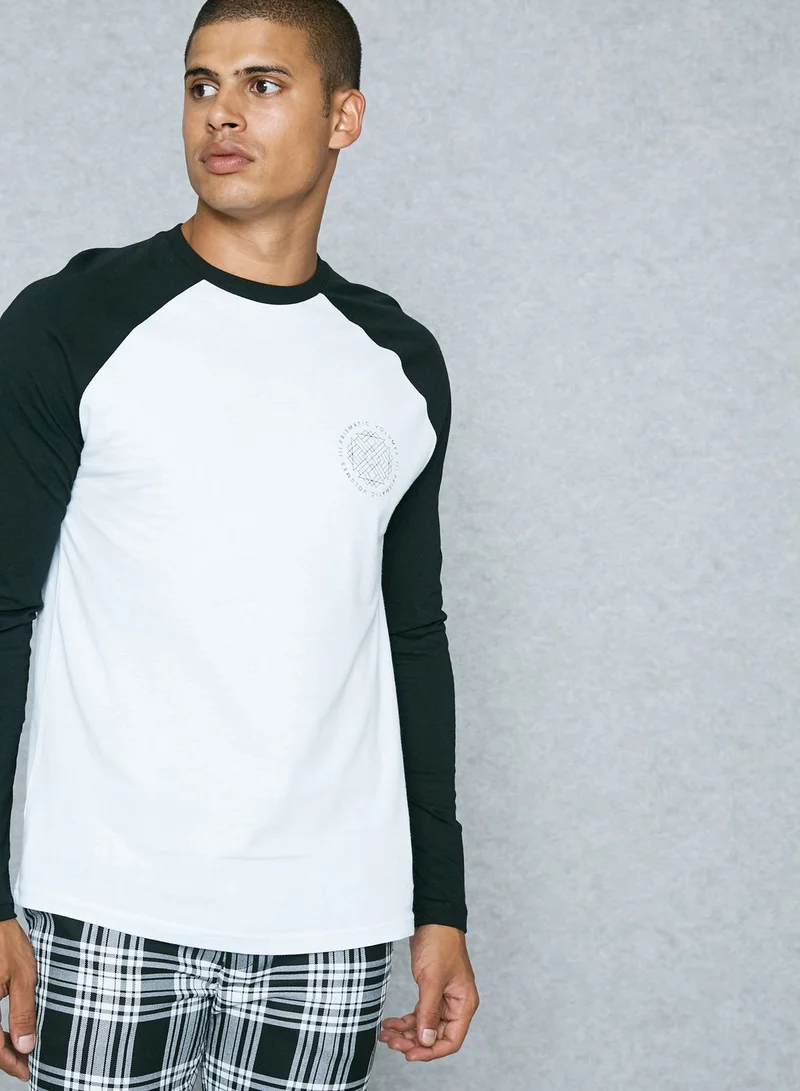 TOPMAN Printed Raglan T-Shirt