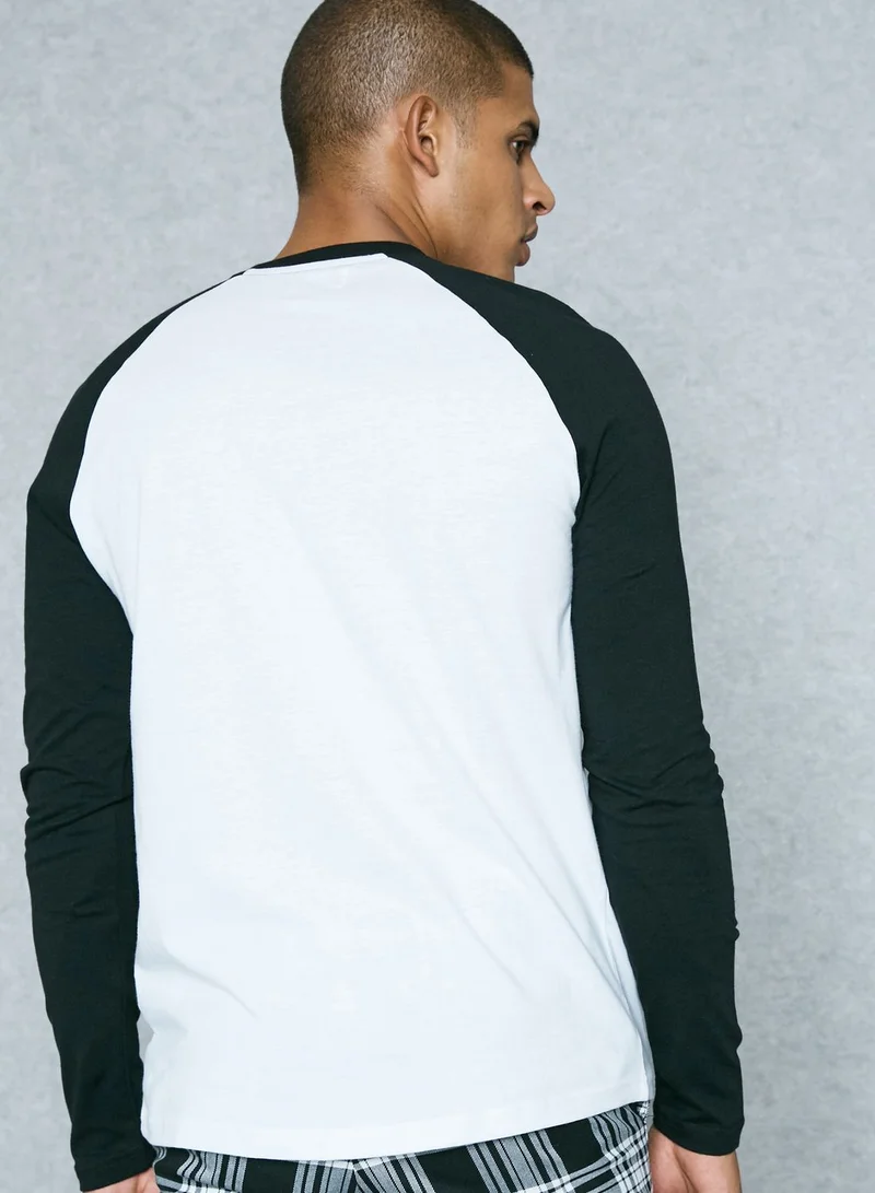 TOPMAN Printed Raglan T-Shirt