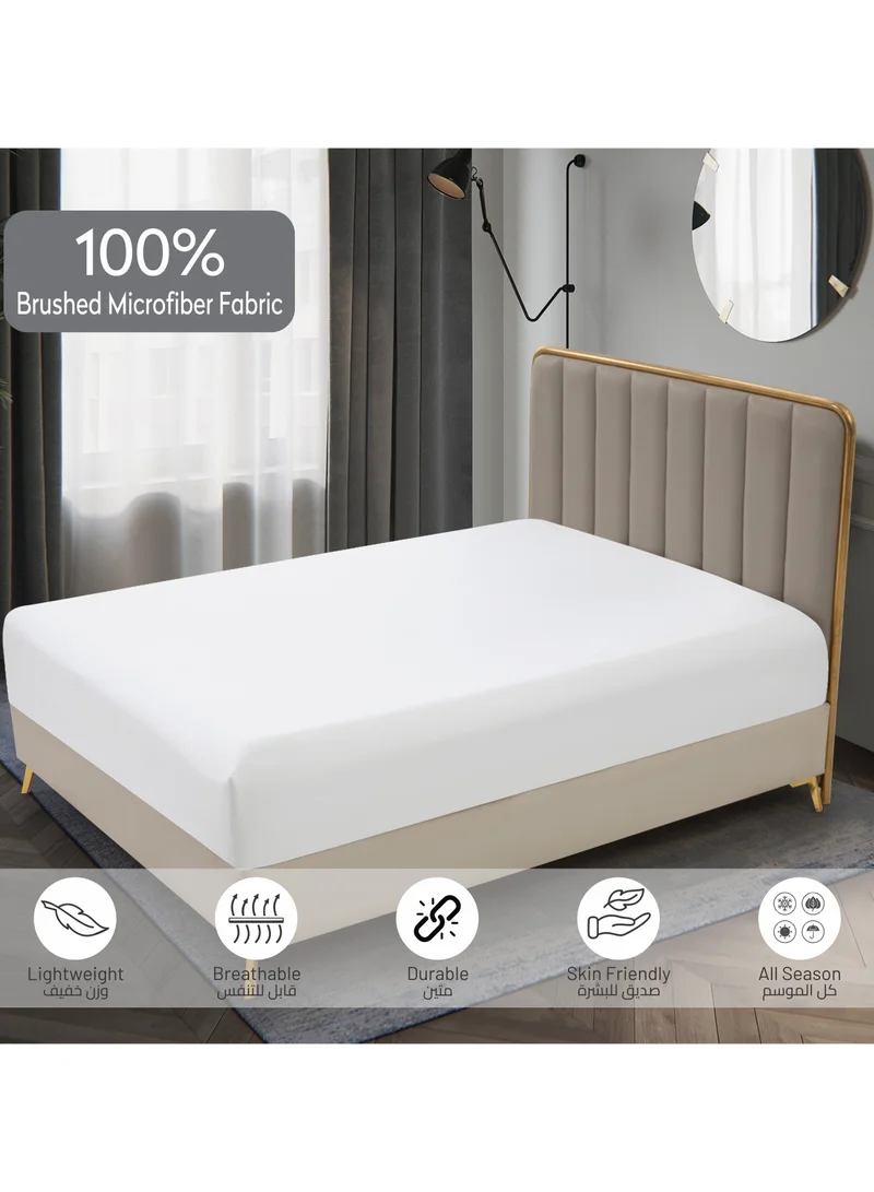 Donetella Bedding Fitted Sheet - Fits 180x200 Cm For King Bed - 3 Pcs (1 Fitted Sheet and 2 Pillowcases) - 35 Cm Deep Pocket - Solid Bed Sheet