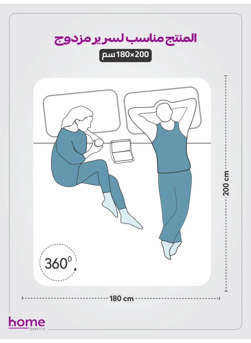 دوناتيلا طقم شرشف مطاط 3 قطع مزدوج 180×200 سم 35 سم فائق النعومة لون أبيض