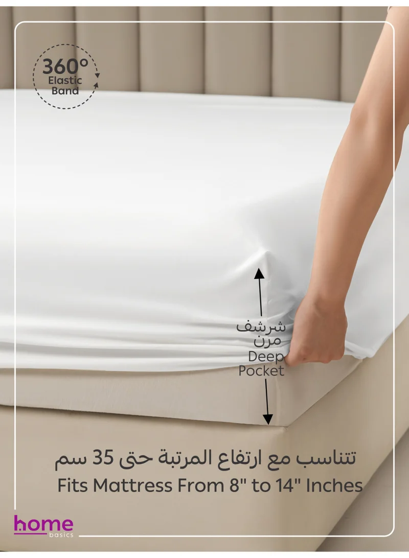 Donetella KING (180x200cm) Bedding Fitted Sheet - Fits 180x200 Cm For King Bed - 3 Pcs (1 Fitted Sheet and 2 Pillowcases) - 35 Cm Deep Pocket - Solid Bed Sheet  | Best Price UAE